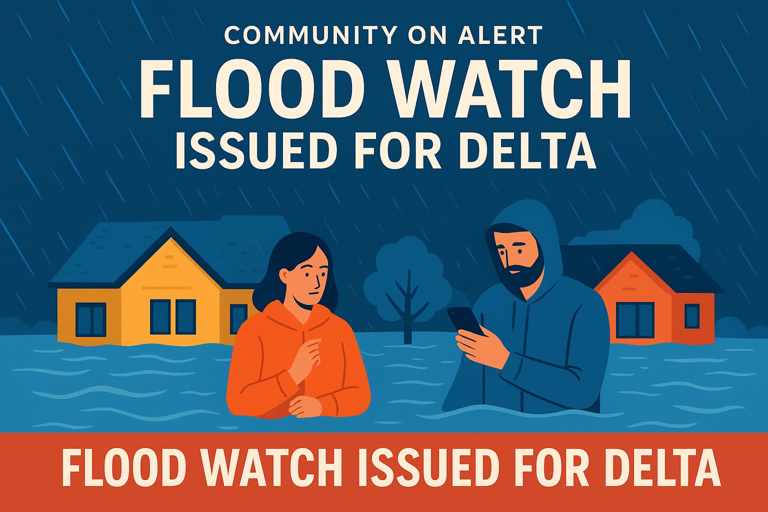 Community on Alert: Flood Watch Issued for Delta Amid Heavy Rainfall