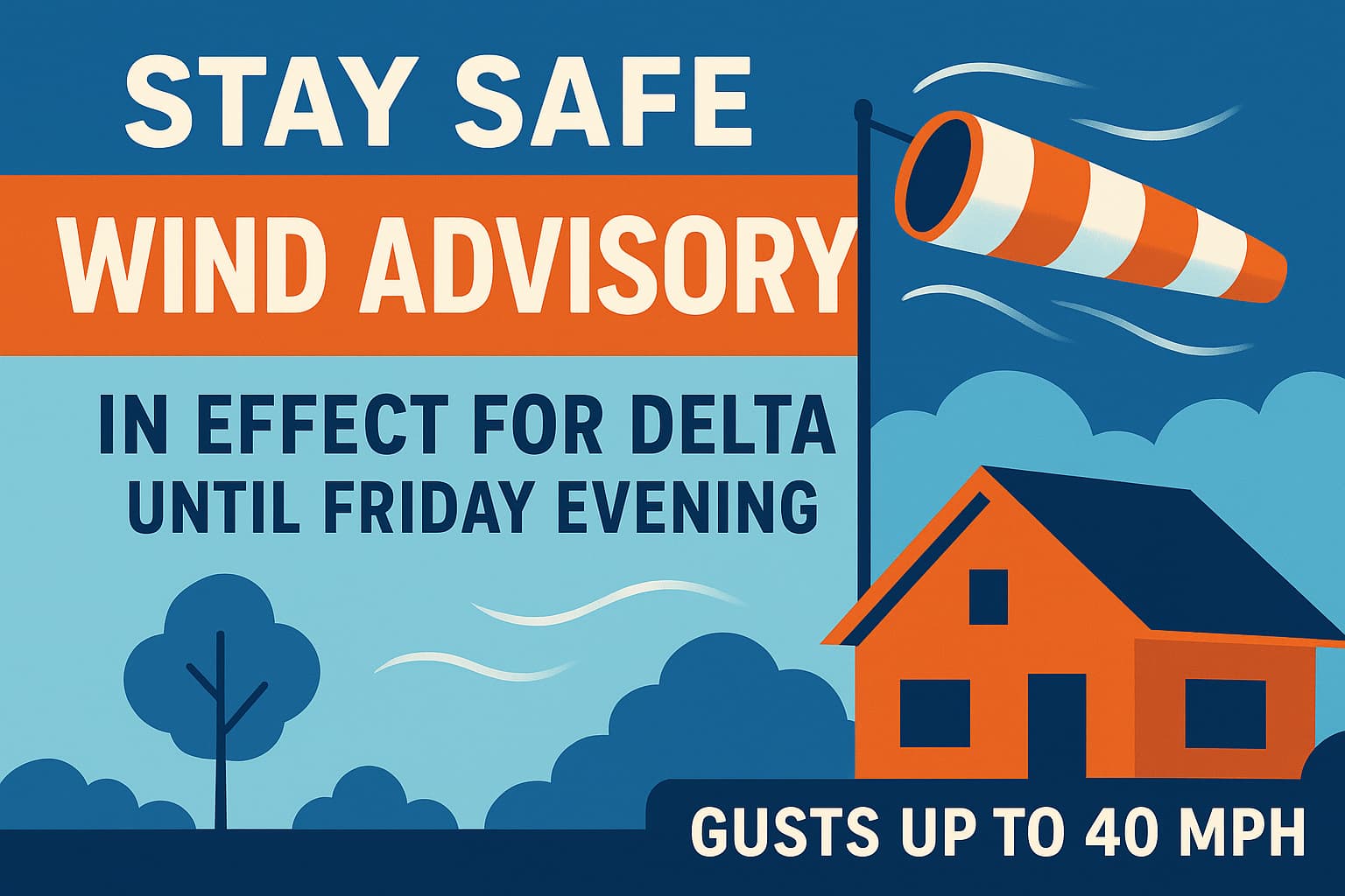 Stay Safe: Wind Advisory in Effect for Delta Until Friday Evening