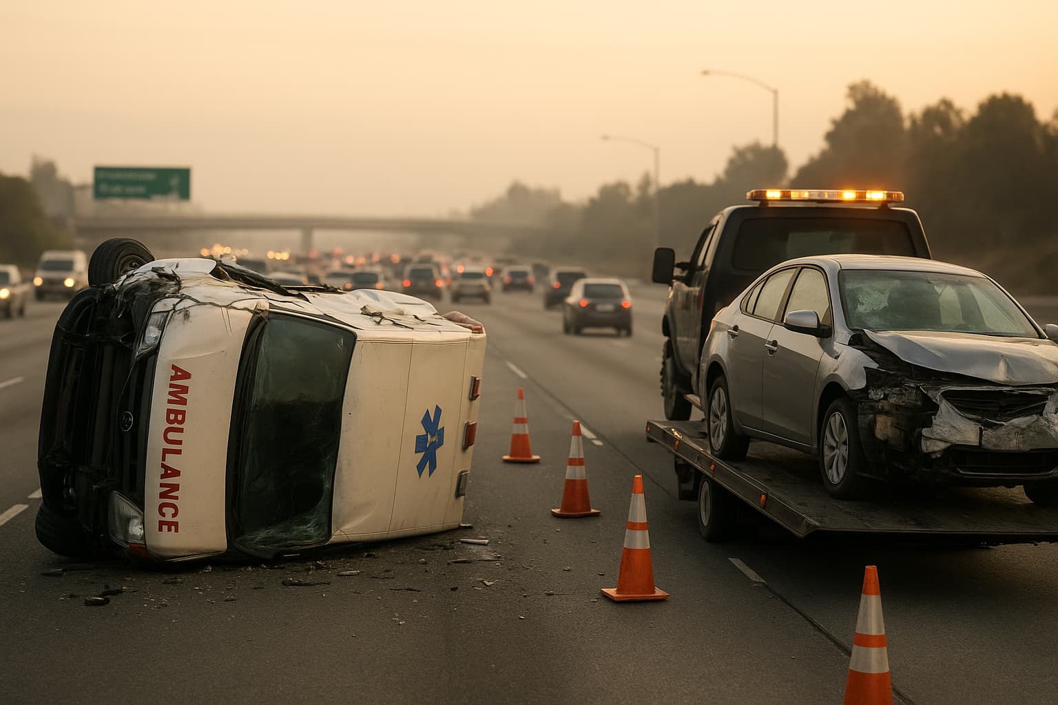 Traffic Tangle: Ambulance Crash Closes Highway 99 in Elk Grove