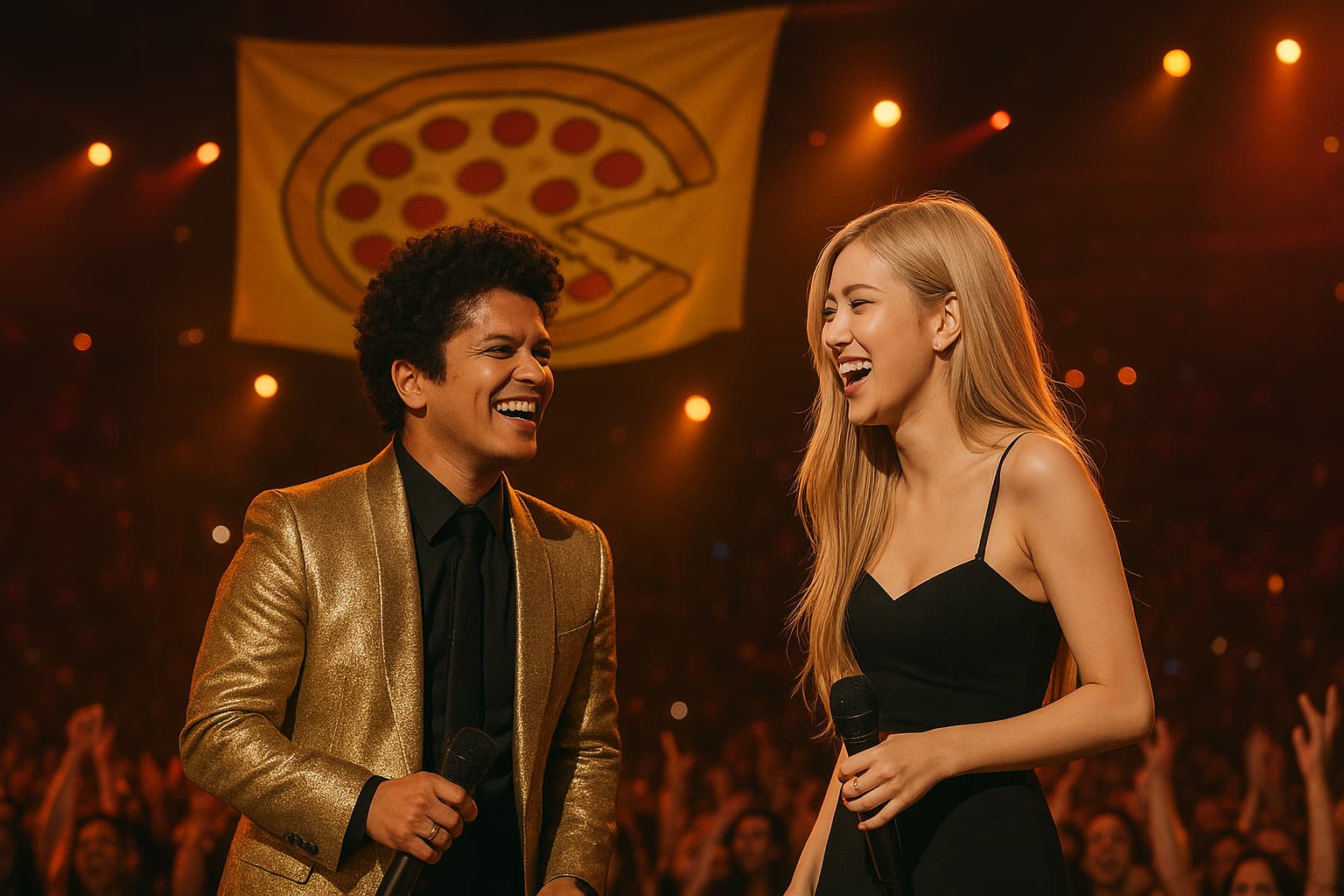When Pizza and Pop Stars Collide: Bruno Mars and Rosé at the Grammys!