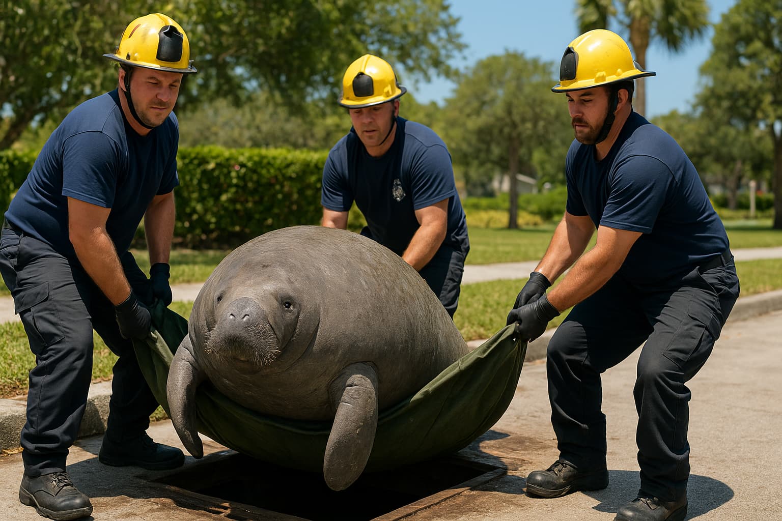 Storm Drain Shenanigans: Manatee’s Unexpected Adventure and Rescue!