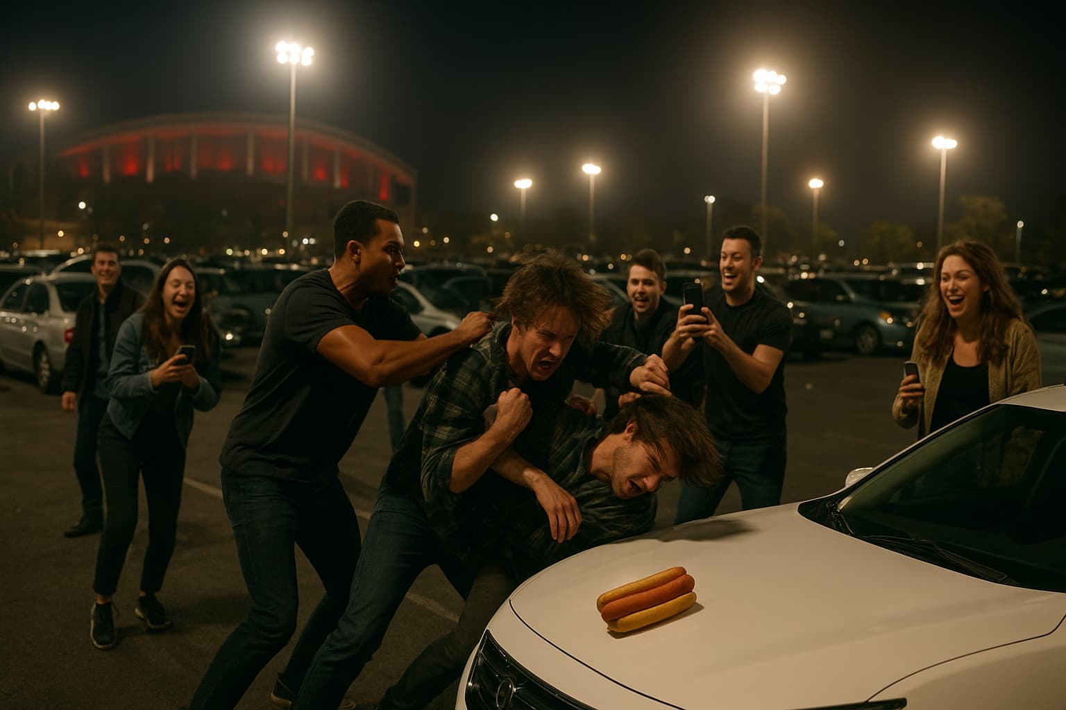 Concert Chaos: When a Hot Dog Hits the Hood!