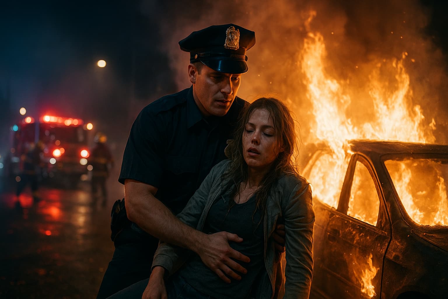 From Flames to Freedom: How a Brave Officer Saved a Woman from a Burning Car