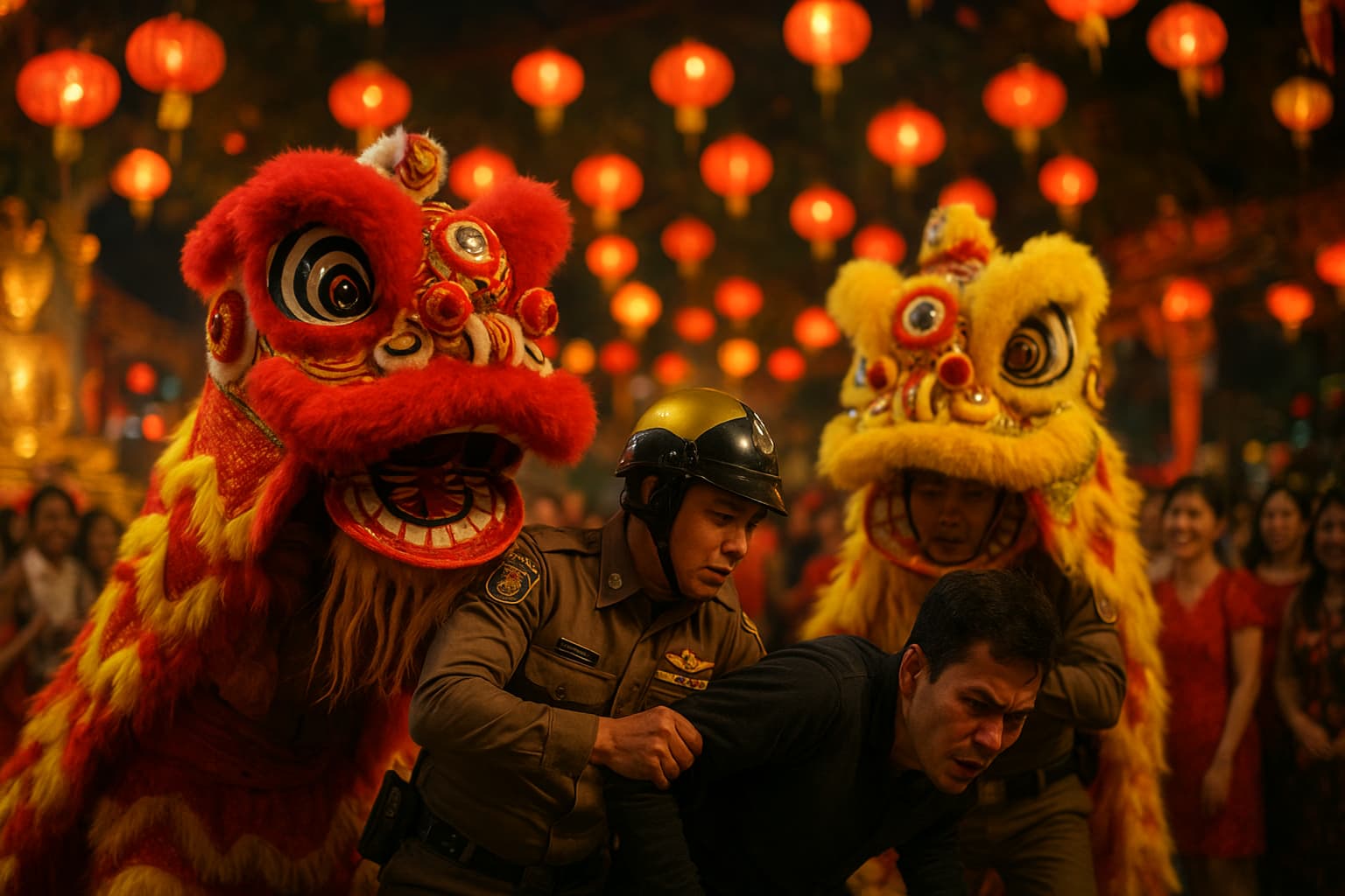Police Go 'Undercover' as Lion Dancers to Snag Art Thief During Lunar New Year!