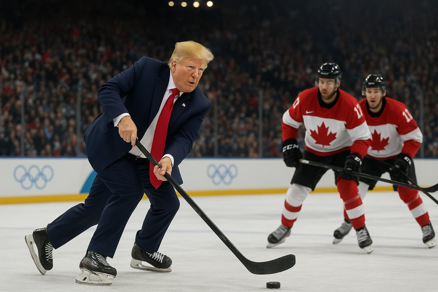 Trump Dons Skates: Watch Him Steal the Spotlight in Hilarious Olympic Hockey Video