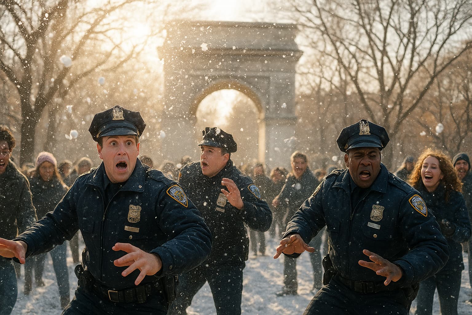 When Snowballs Fly: NYPD Officers Face Off in a Winter Showdown