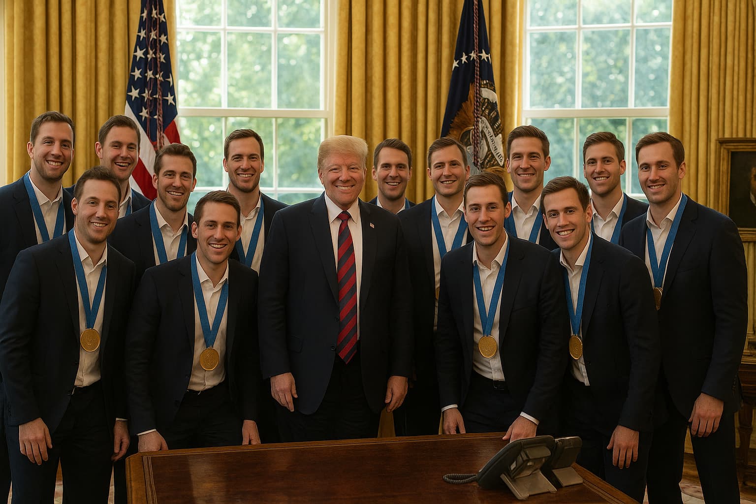 Gold Medals and Presidential Greetings: U.S. Hockey Team Celebrates at the White House!