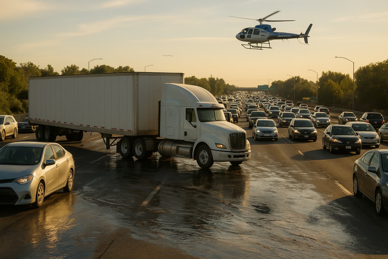 Highway 50 Goes Slick: Big Rig Spill Creates Traffic Chaos in Sacramento