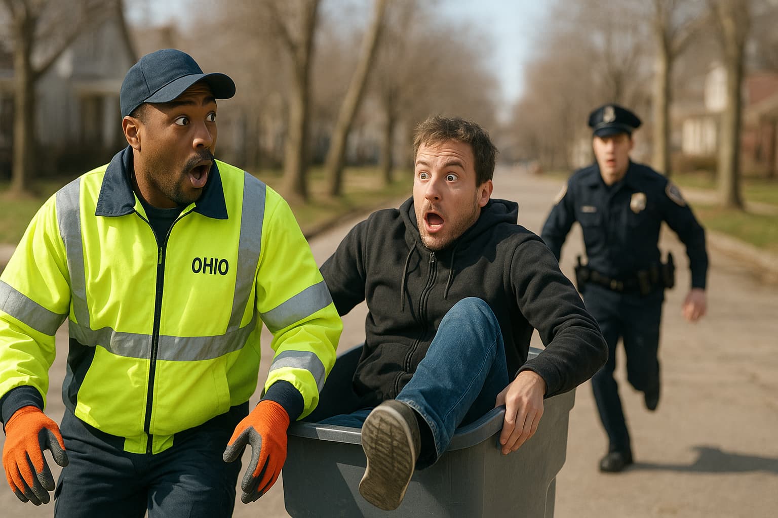 When Trash Goes Viral: Ohio Sanitation Worker Finds Suspect Hiding in a Can!