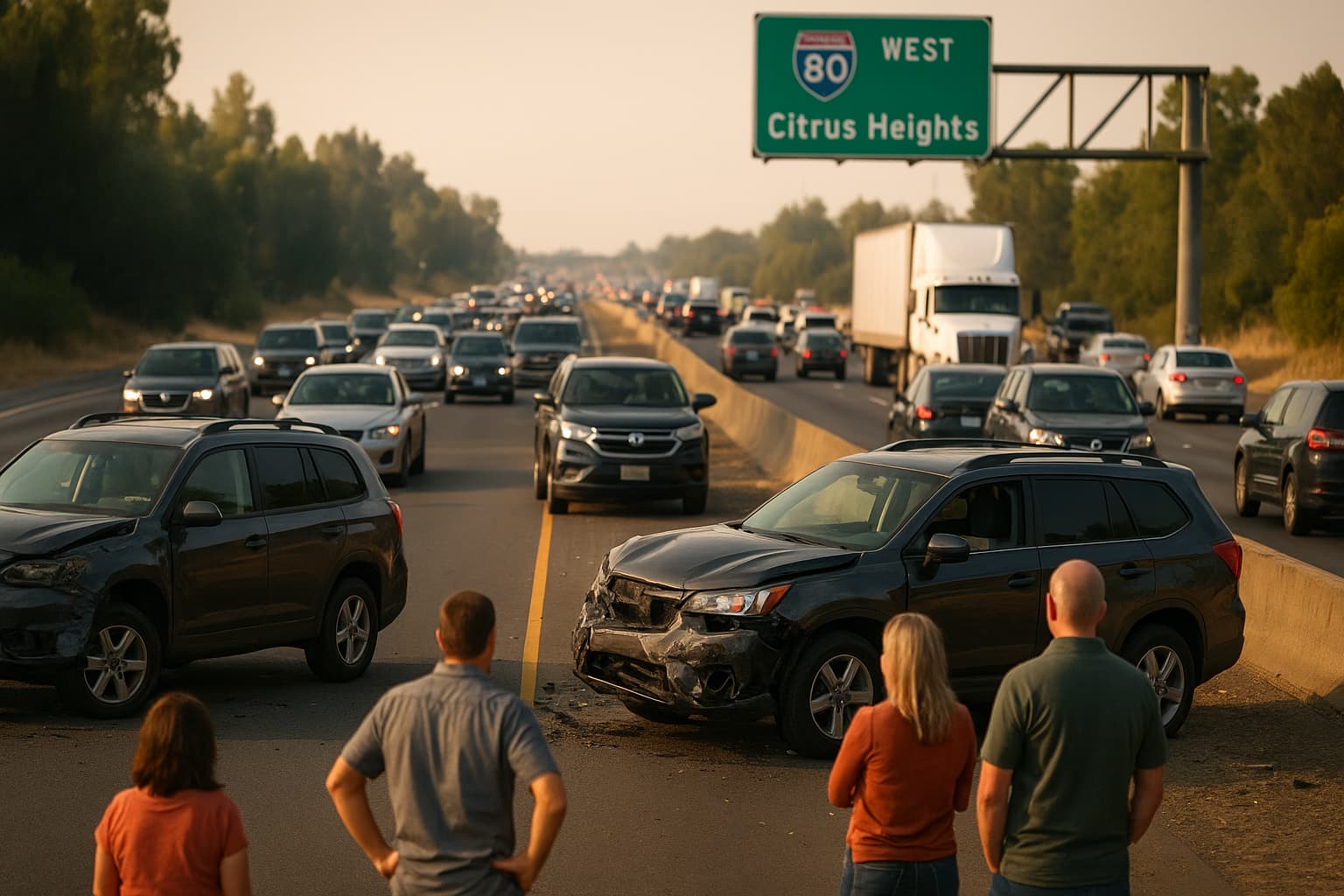 I-80 Mayhem: Three-Vehicle Crash Causes Major Traffic Backup in Citrus Heights