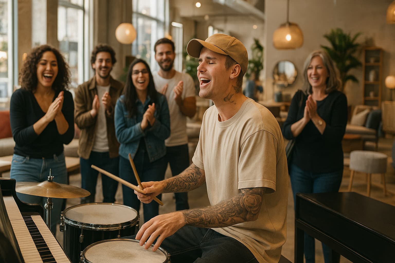 Justin Bieber Turns Furniture Store into His Personal Stage – You Won't Believe What Happened!