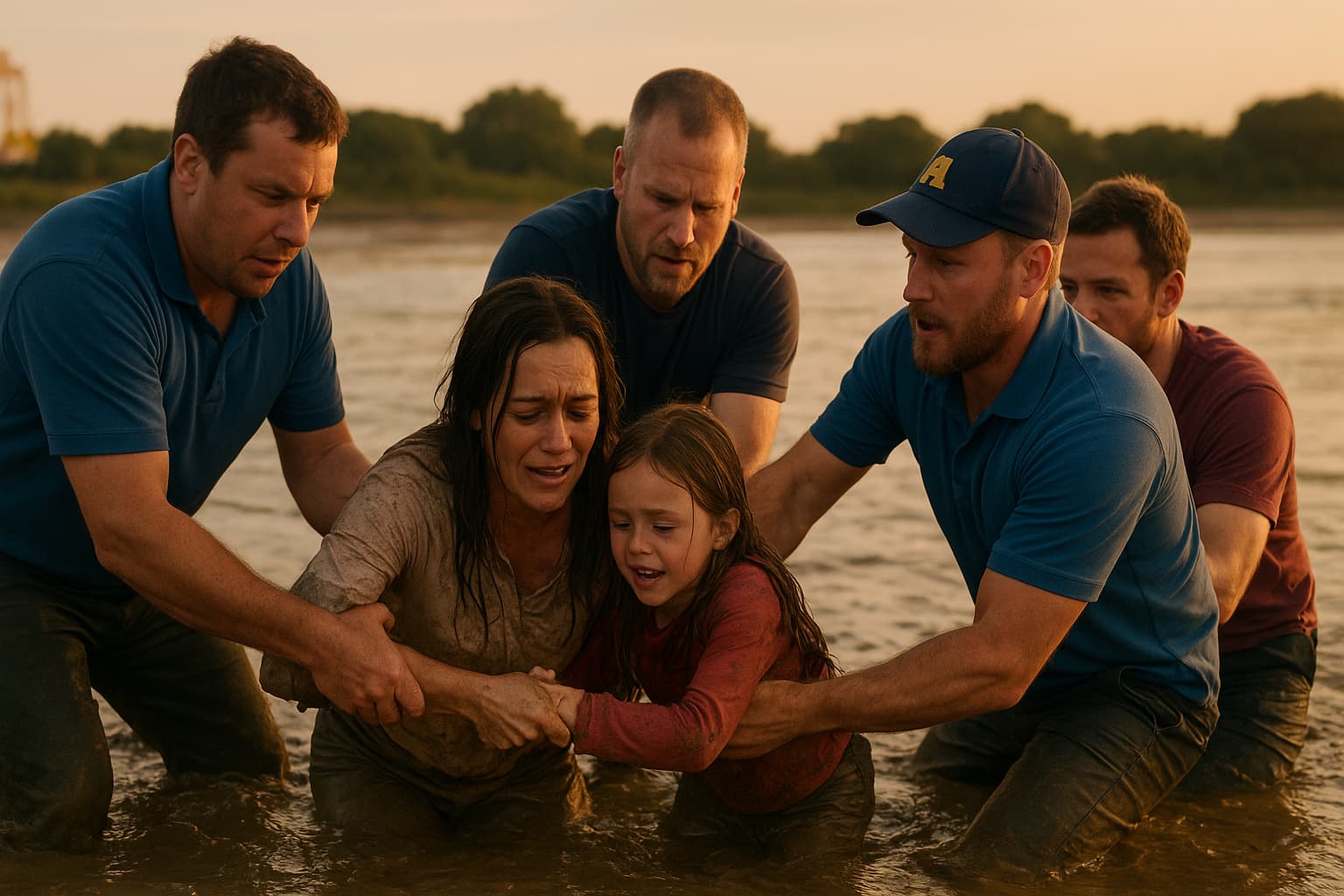 Heroic Rescue: Mother and Daughter Stuck in Wet Sand, but Not for Long!