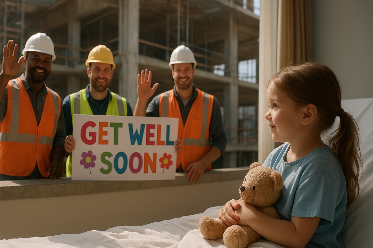 Construction Crew’s Heartwarming Act: Waving to a Little Girl in Need!