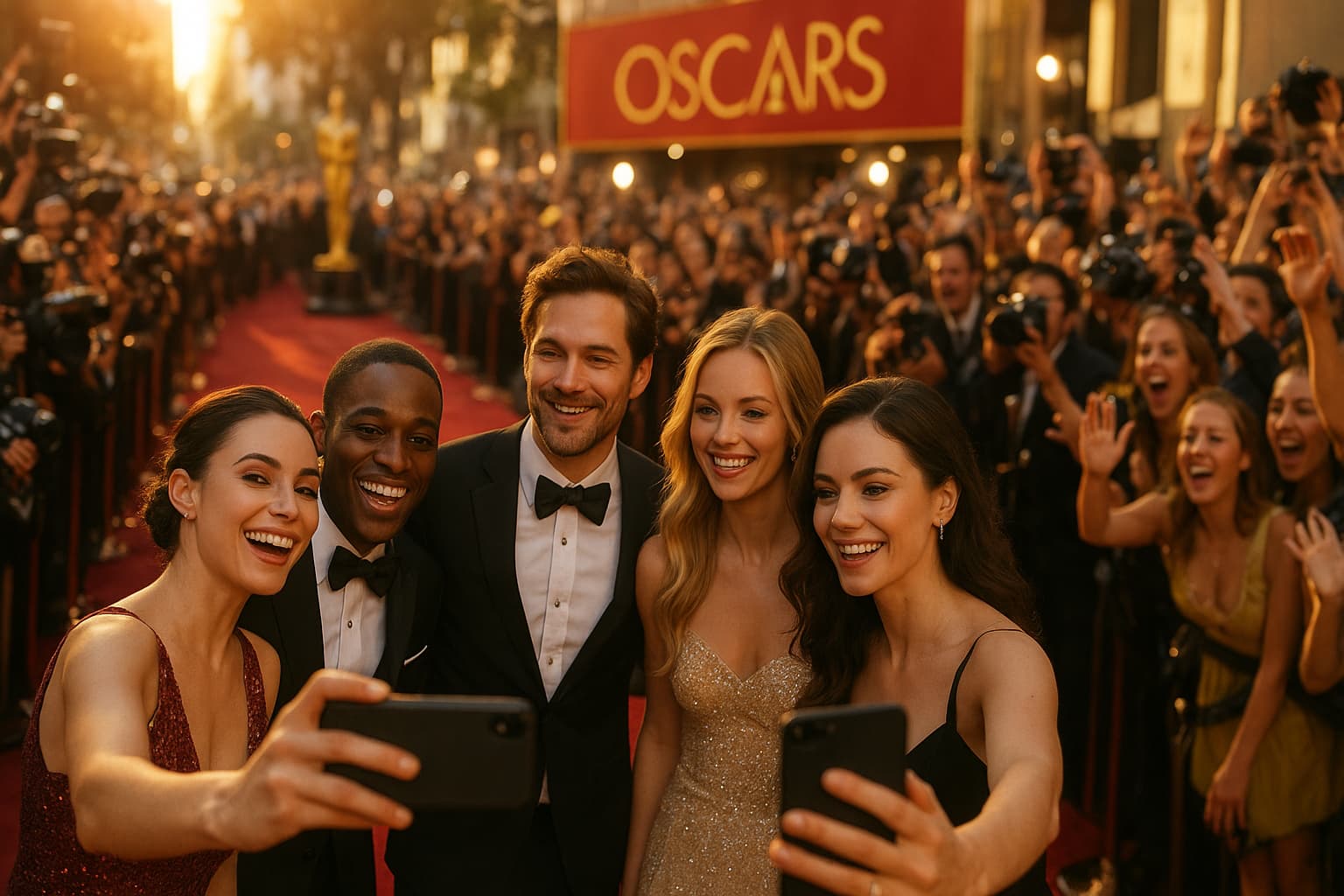 Lights, Camera, Selfies: Celebs Embrace the Oscar Red Carpet Snap!