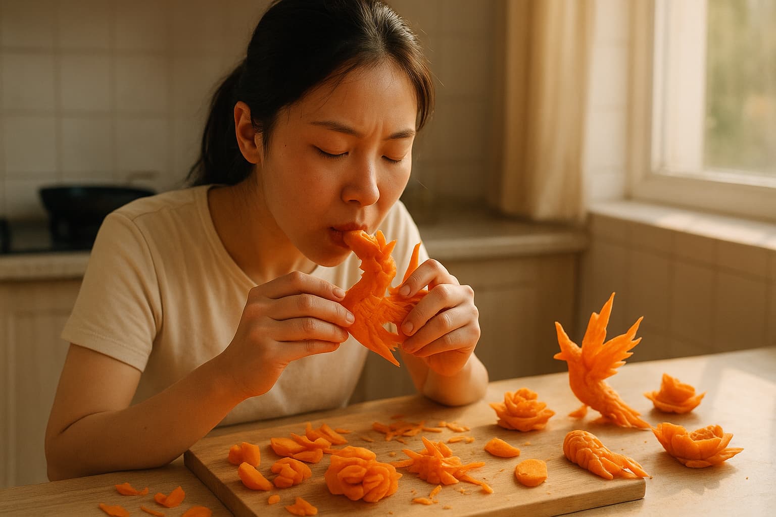 Carrot Couture: Meet the ‘Human 3D Printer’ Carving Art with Her Teeth!
