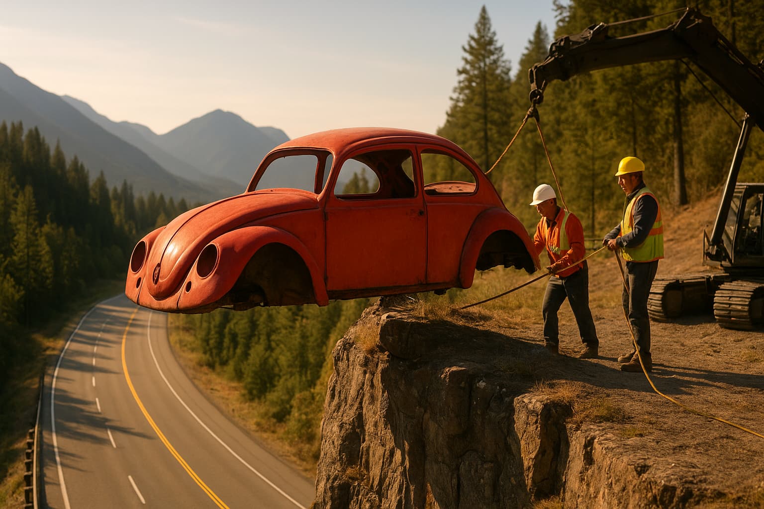 Suspended in Suspense: A Beetle's Wild Cliffside Prank